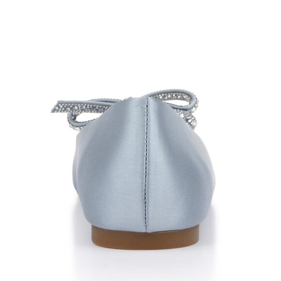 BADGLEY MISCHKA Hesther Ballerina Flats with Rhinestone Bow in Powder Blue 5.5 - Picture 9 of 9